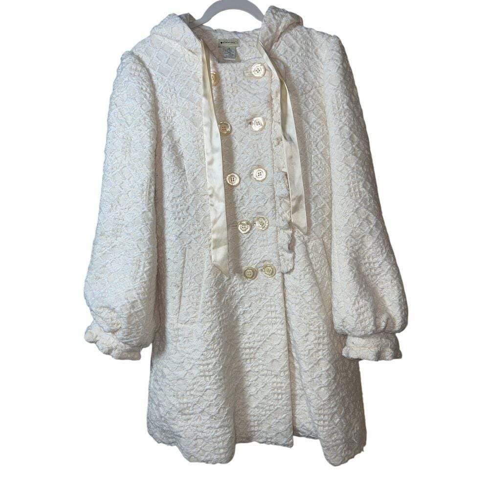 Elevenses Anthropologie Ivory Textured Hooded Coat Women's 6